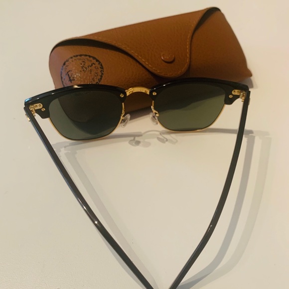 Ray Ban RB3016 Clubmaster Sunglasses Black Gold - Picture 3 of 3